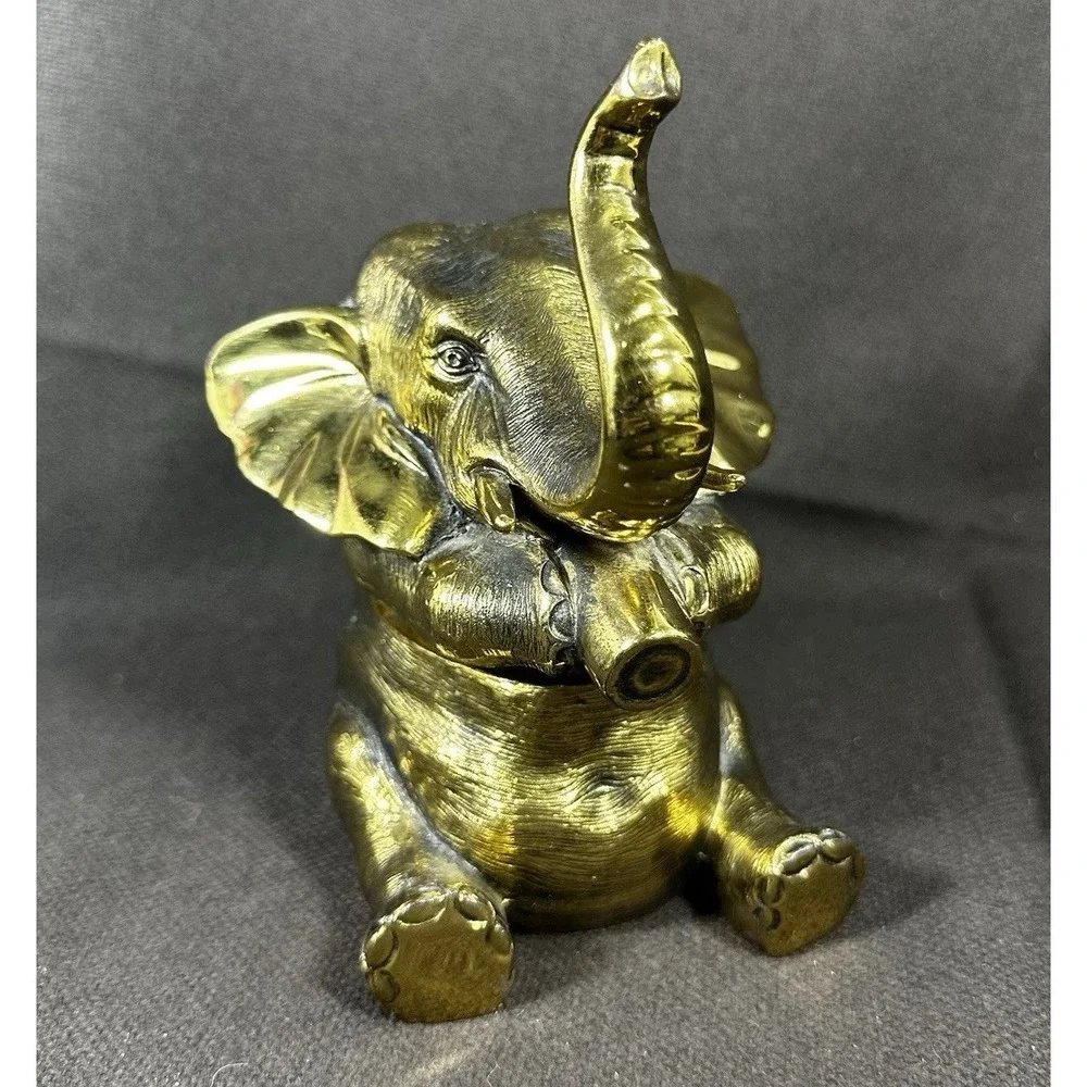 Jennings Brothers Brass Elephant JB USA French Bronze Trinket Box 2lb 12oz ANTG‎